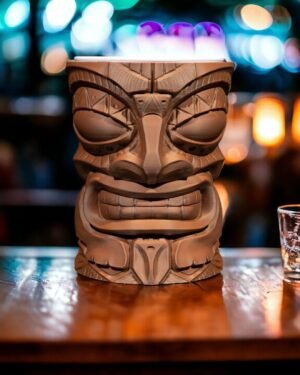 Tiki Carved Cup Holder