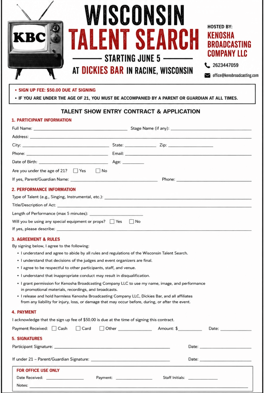 Talent Search Form 1